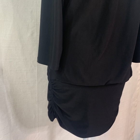 WHBM Black Long Sleeved Mini Dress w/ Gold Shoulder Detail - Picture 14 of 17